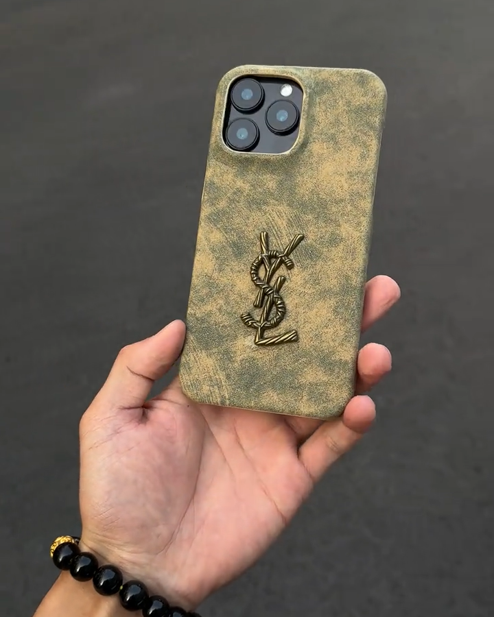 聖羅蘭立標翻毛皮手機殼